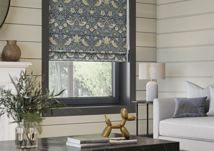 William Morris At Home Strawberry Thief, Woad - Twist&Fit Roman Blind - Image 5